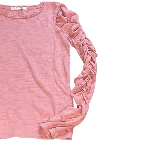 Free People Natasha Pink Ruched Long Sleeve Top We The Free Small - Picture 3 of 5